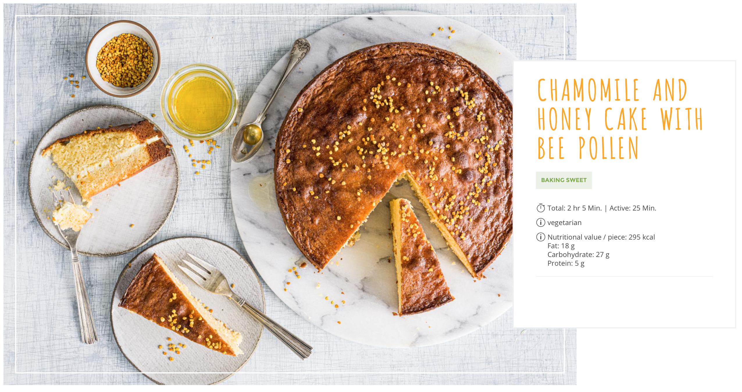 CHAMOMILE AND HONEY CAKE WITH BEE POLLEN