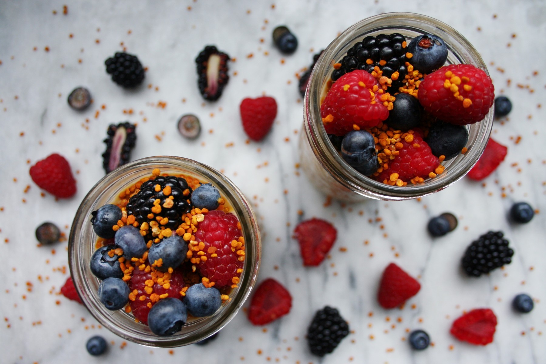Overnight Oats with bee pollen nut butter and berries recipe 1